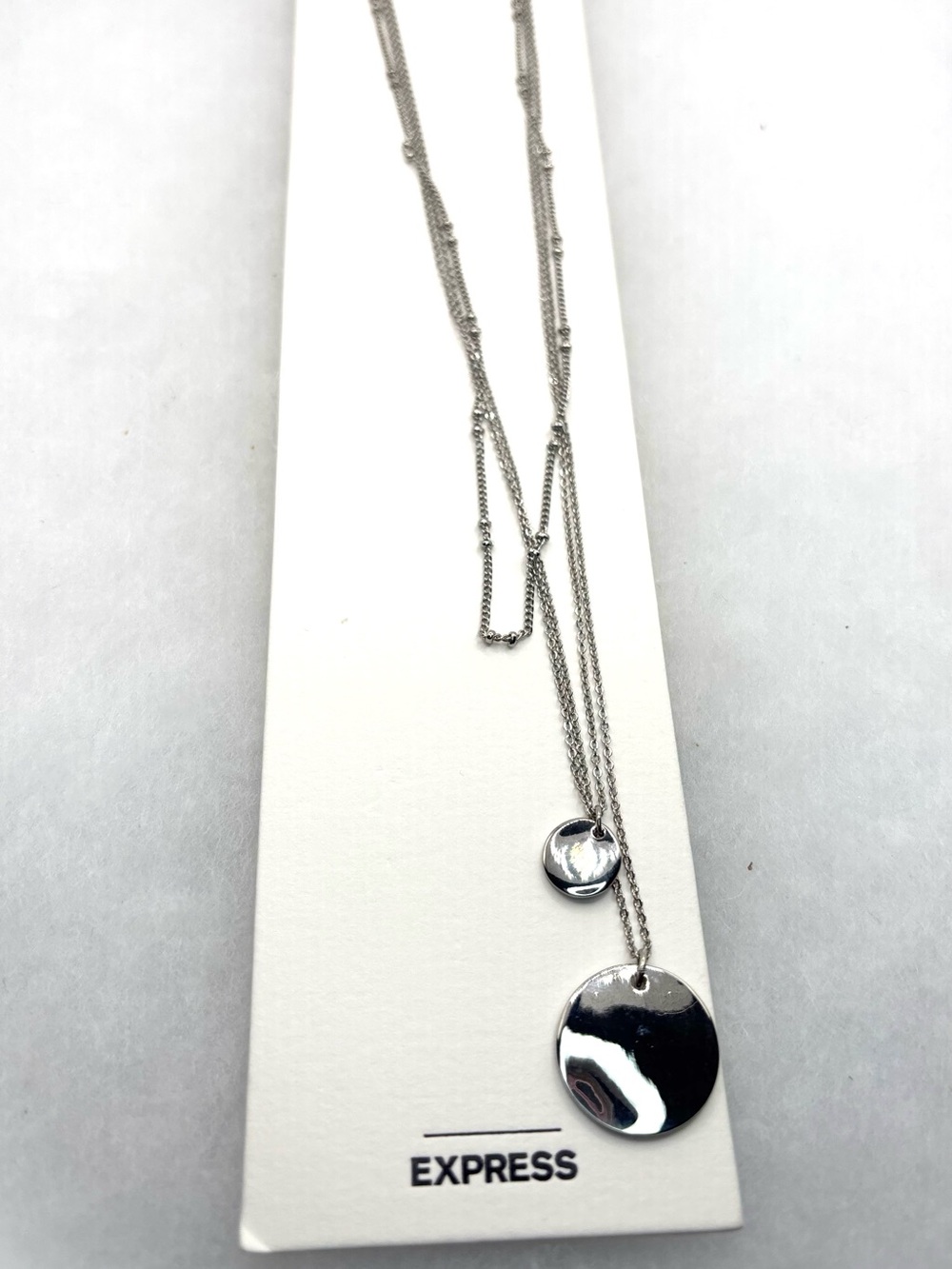 Express Silver Double Disc Layered Necklace